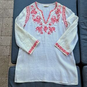 Johnny Was | Embroidered Linen Coverup | Resort Beach Ready | Women’s L